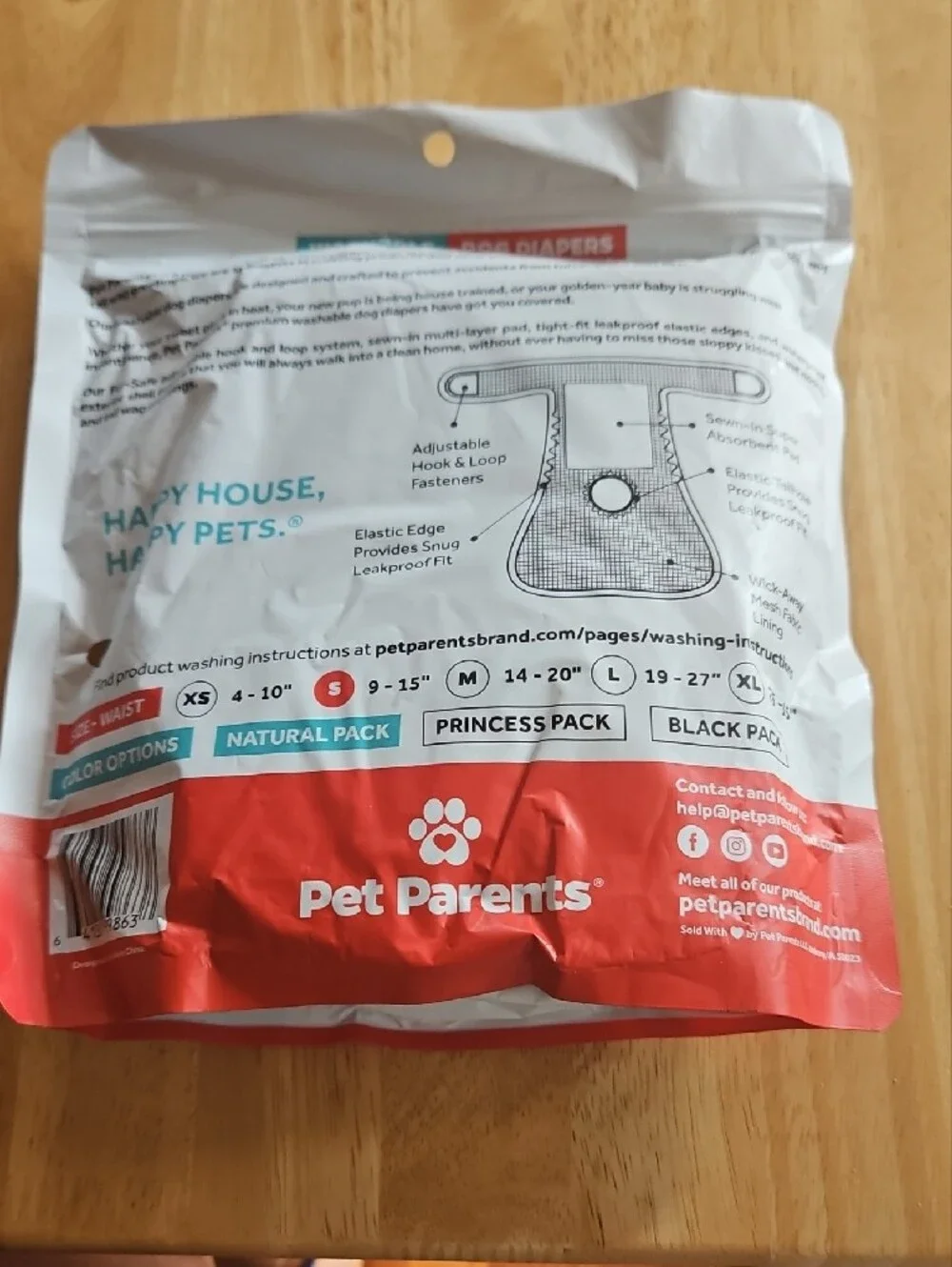 Pet Parents 3 Pack Washable Dog Diapers -  (Size S)